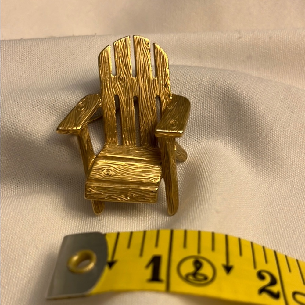 Gold Tone Adirondack Chair Brooch